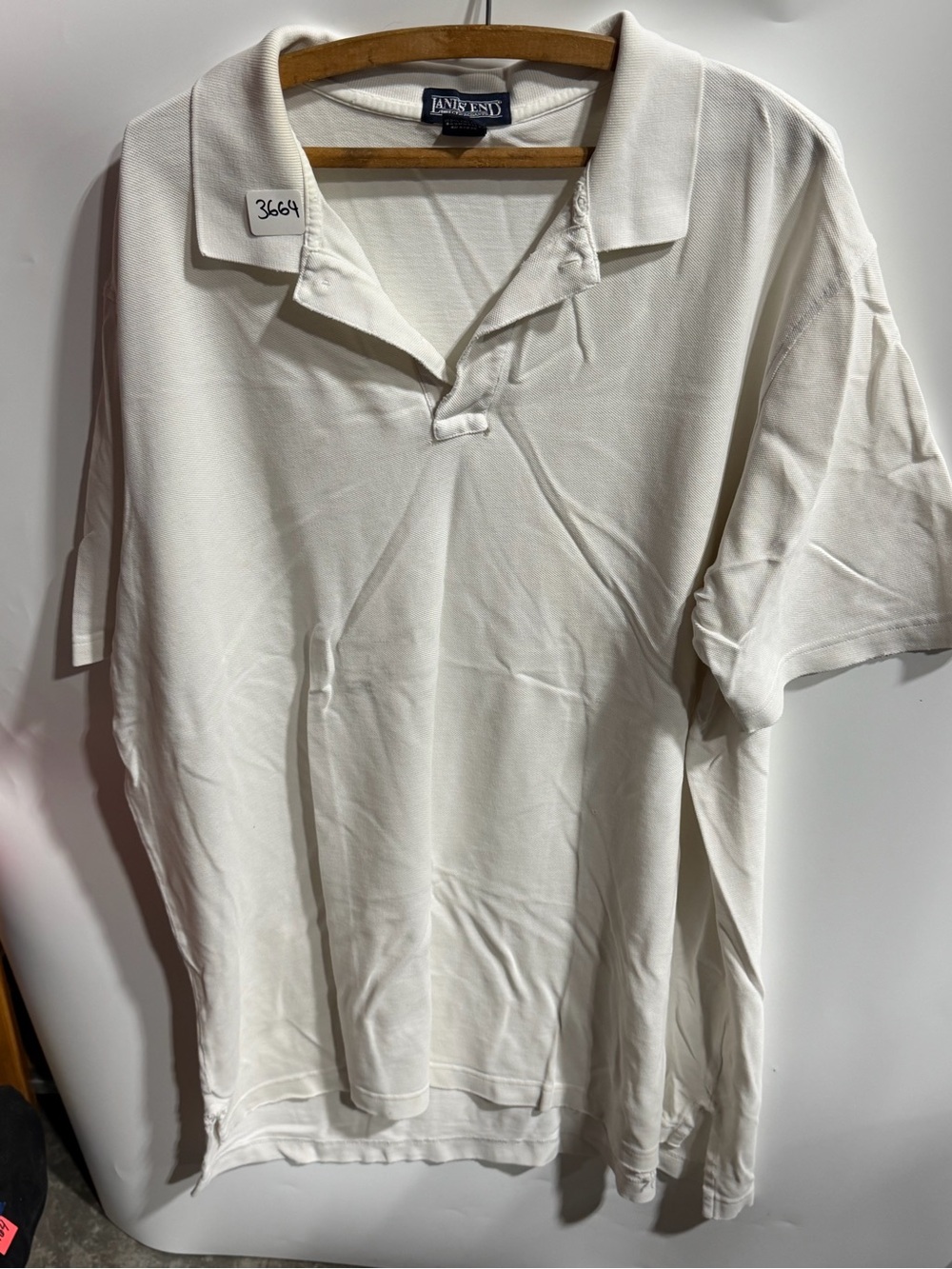 #3664-Lands' End White Men's Polo Shirt